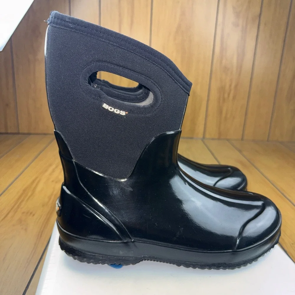 Bogs Classic Mid Handle Black Waterproof Insulated Rain Boots 60156-001 Womens 9